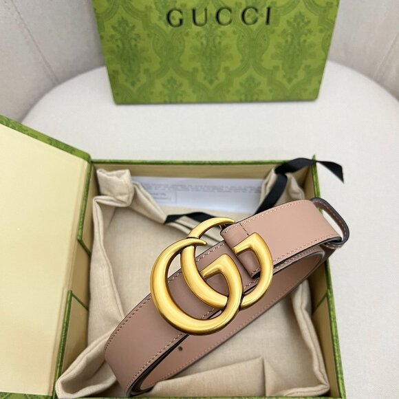 Gucci Cream Leather Belt with Gold Buckle - Picture 1 of 6